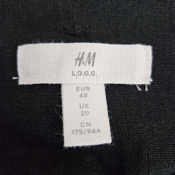 H&M Flare Pleated Skirt Linen Black Button Front Tie Belt Lightweight A Line 16 - Picture 3 of 4